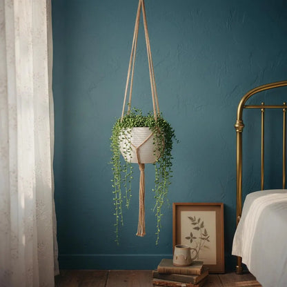 Macrame Plant Hanger Jute Rope | Boho Hanging Planter Indoor | Rustic Farmhouse Home Decor Gift