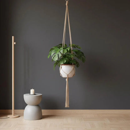 Macrame Plant Hanger Jute Rope | Boho Hanging Planter Indoor | Rustic Farmhouse Home Decor Gift
