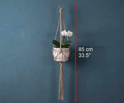 Macrame Plant Hanger Jute Rope | Boho Hanging Planter Indoor | Rustic Farmhouse Home Decor Gift