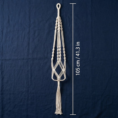 Makramee Blumenampel — Simple Loop, Naturbaumwollseil, 3 Stile, 105 cm