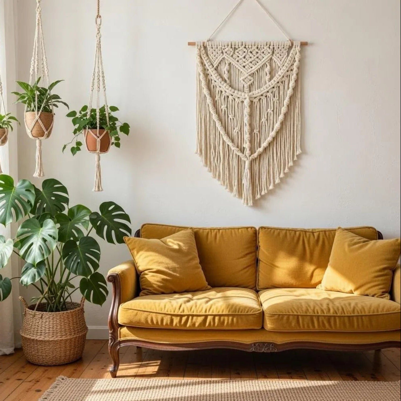 Macrame Wall Hanging, Boho Fringe Tapestry, Woven Cotton Home Decor, Bohemian Bedroom, Living Room