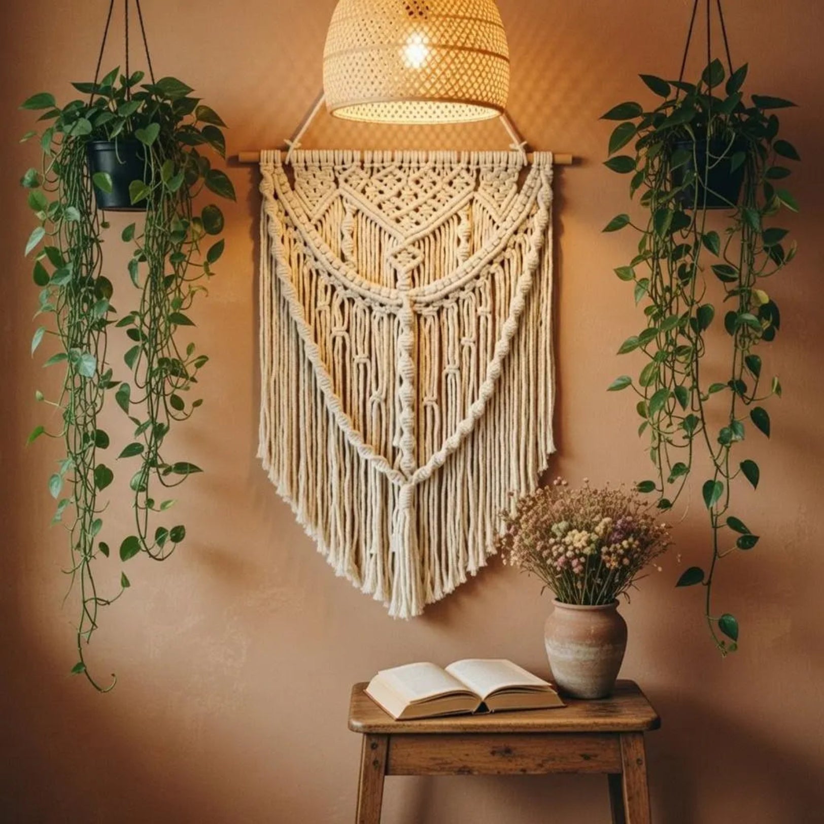 Macrame Wall Hanging, Boho Fringe Tapestry, Woven Cotton Home Decor, Bohemian Bedroom, Living Room