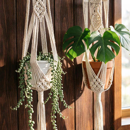 Macrame Wall Hanger | Boho Hanging Planter | Cotton Rope Decor | Bohemian Plant Gift