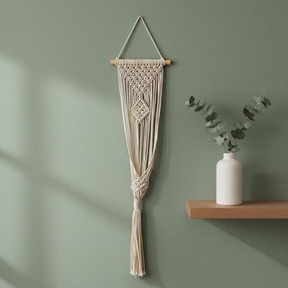 Macrame Wall Hanger | Boho Hanging Planter | Cotton Rope Decor | Bohemian Plant Gift