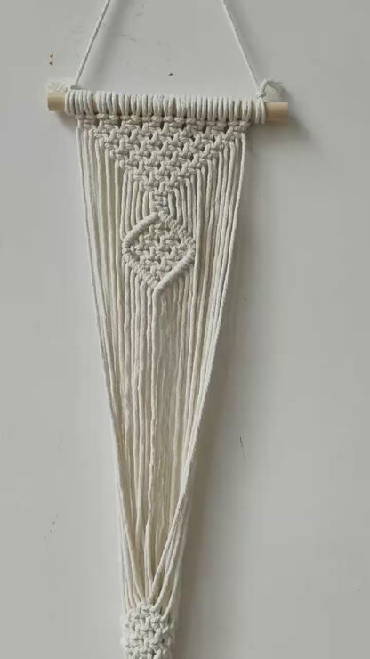 Makramee-Wandhängeampel — Boho Baumwollseil-Deko, Holzstange