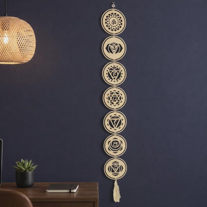 7 chakra wooden wall hanging sacred geometry meditation room decor