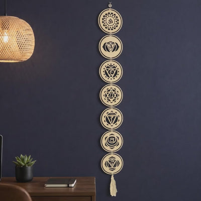 7 chakra wooden wall hanging sacred geometry meditation room decor