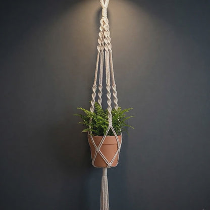 Makramee Blumenampel — Simple Loop, Naturbaumwollseil, 3 Stile, 105 cm