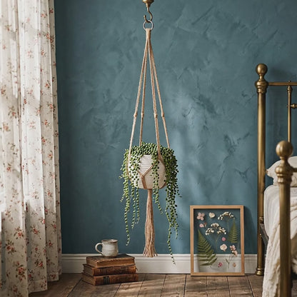 Macrame Plant Hanger — Natural Jute Rope, 4 Sizes, Boho Hanging Planter