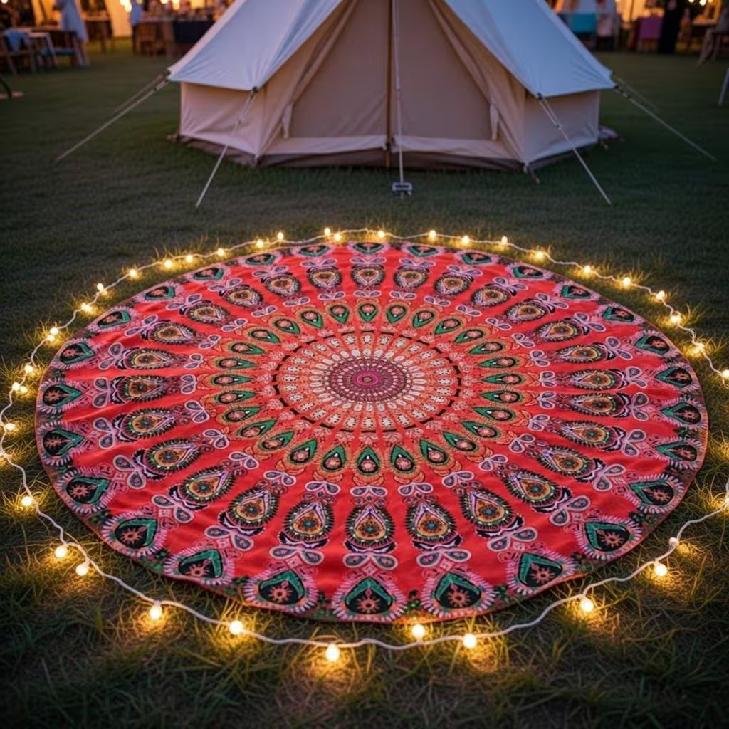 Round mandala tapestry — boho beach roundie and picnic blanket, main view