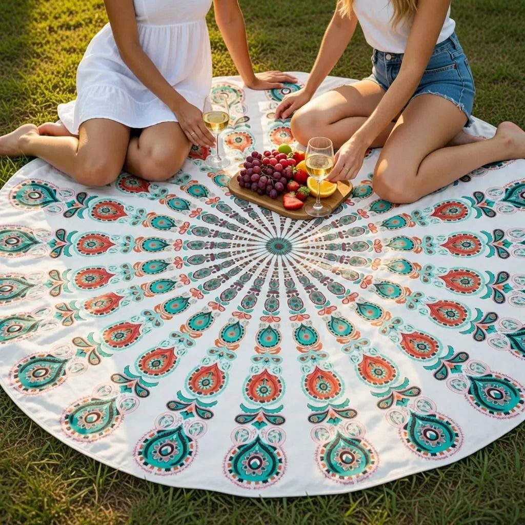 Round mandala tapestry, 150 cm diameter, view 9