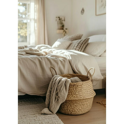 Large natural seagrass basket bedroom storage boho farmhouse home organization