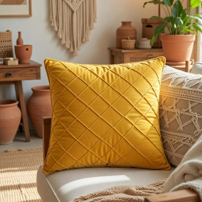 Velvet Cushion Cover | Geometric Throw Pillow | Modern Living Room Decor | Multiple Colors