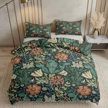 William Morris bird duvet cover — hidden zipper detail