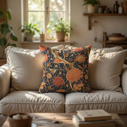 William Morris Pillow Cover, Vintage Botanical Cushion, Arts Crafts Floral Throw Pillow Cottagecore